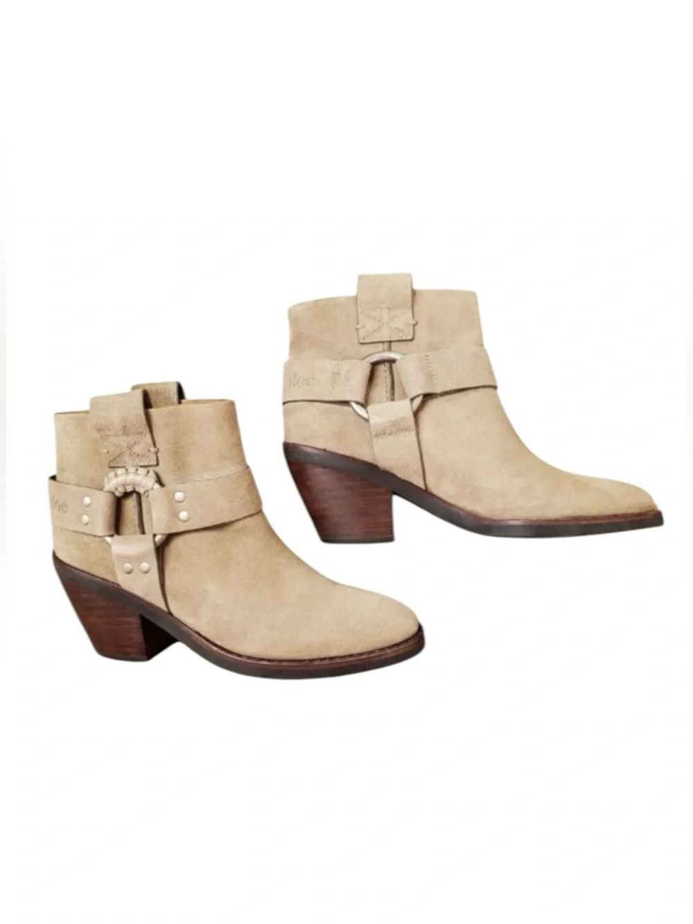 See by Chloé Eddie Taupe Suede Harness Boots Size 39.5 U